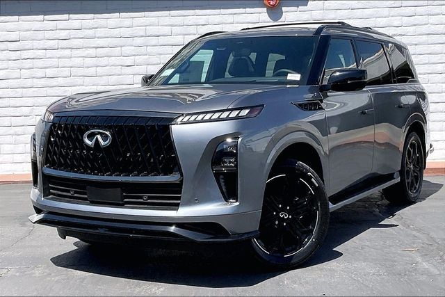 2026 INFINITI QX80 Sport 4WD in Gray — front three-quarter view